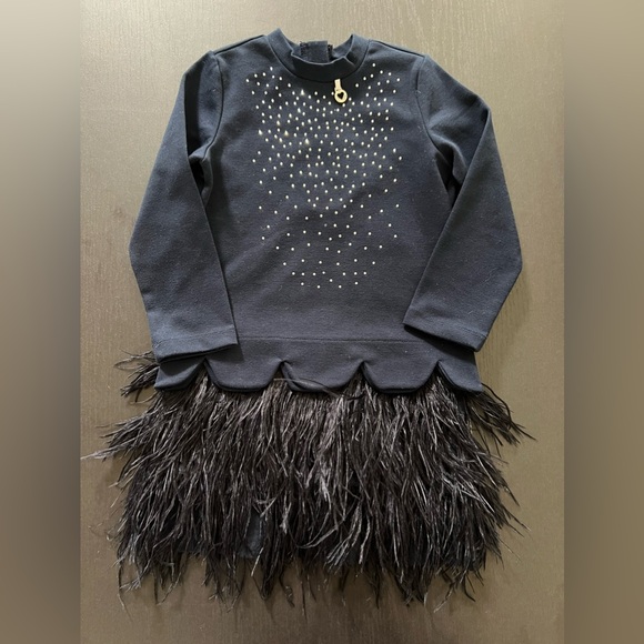 A Dee 2 piece dress set, crystal embellished top, feather skirt. Size 4 - Picture 1 of 6